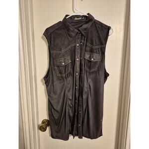 Cowgirl Hardware black faux suede sleeveless top